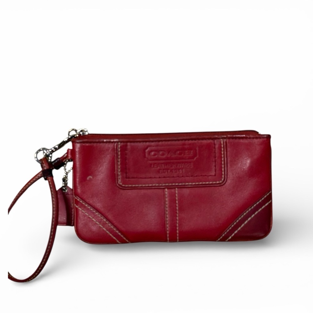 Coach Cherry Red Leather Wristlet Vintage